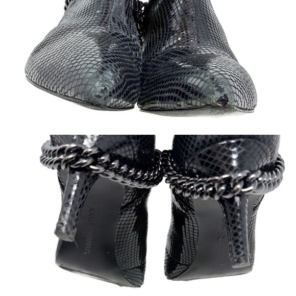 Karl Lagerfeld Paris Bridgitte Ankle Boots Womens 8 M Snake-Embossed Leather - Picture 10 of 16